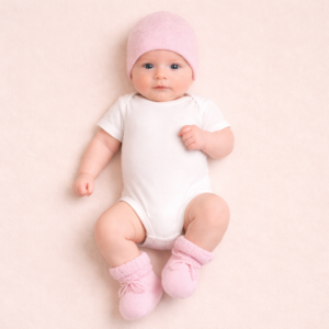 SET IN COTONE CON CAPPELLINO E SCARPINE ROSA