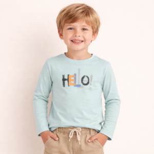 T-SHIRT MANICA LUNGA BAMBINO CON STAMPA “HELLO”