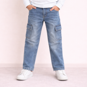 JEANS CARGO BAMBINO IN COTONE