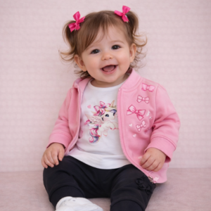 COMPLETO 3 PEZZI NEONATA LOLLITOP – FELPA, T-SHIRT E PANTALONE IN COTONE MORBIDO