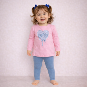 COMPLETO NEONATA 2 PEZZI CON T-SHIRT E LEGGINGS