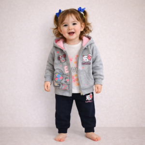 SET 3 PEZZI NEONATA FELPATO INVERNALE CON FELPA, MAGLIA E PANTALONE 12-36 MESI