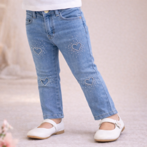 JEANS NEONATA CON STRASS E FASCIA REGOLABILE – COMODO E VERSATILE
