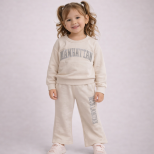 TUTA BAMBINA DUE PEZZI CON SCRITTE GLITTERATE