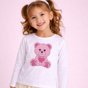 T-SHIRT BIMBA MANICA LUNGA CON ORSETTO E STRASS