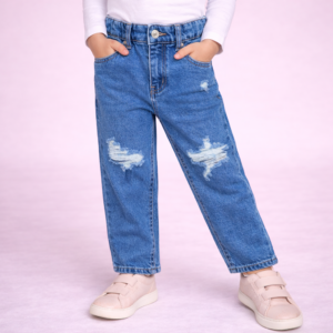 JEANS PAPERBAG BAMBINA CON STRAPPI