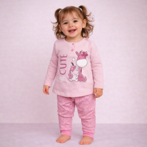 PIGIAMA PASTELLO CON STAMPA GIRAFFA