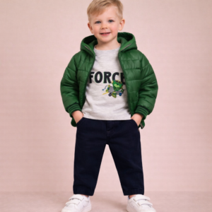 COMPLETO 3 PEZZI BAMBINO PANTALONI + T-SHIRT + GIUBBOTTINO 6-36 MESI