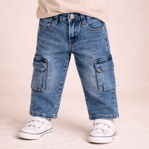 JEANS NEONATO CON TASCONI ED ELASTICO REGOLABILE