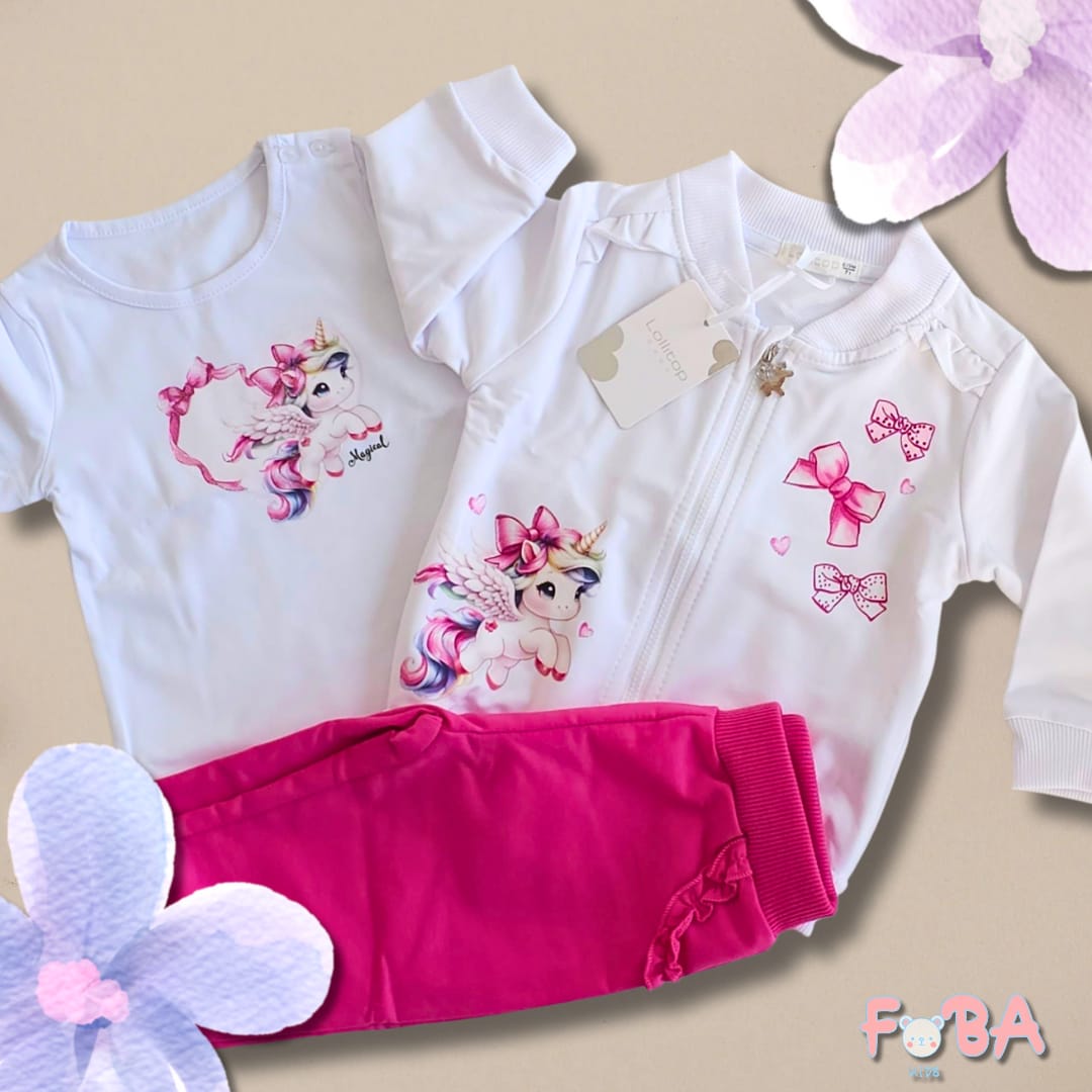 COMPLETO 3 PEZZI NEONATA LOLLITOP – FELPA, T-SHIRT E PANTALONE IN COTONE MORBIDO