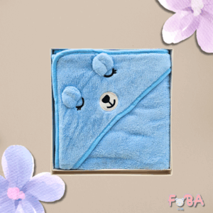 ACCAPPATOIO NEONATO CON CAPPUCCIO AZZURRO ORSETTO