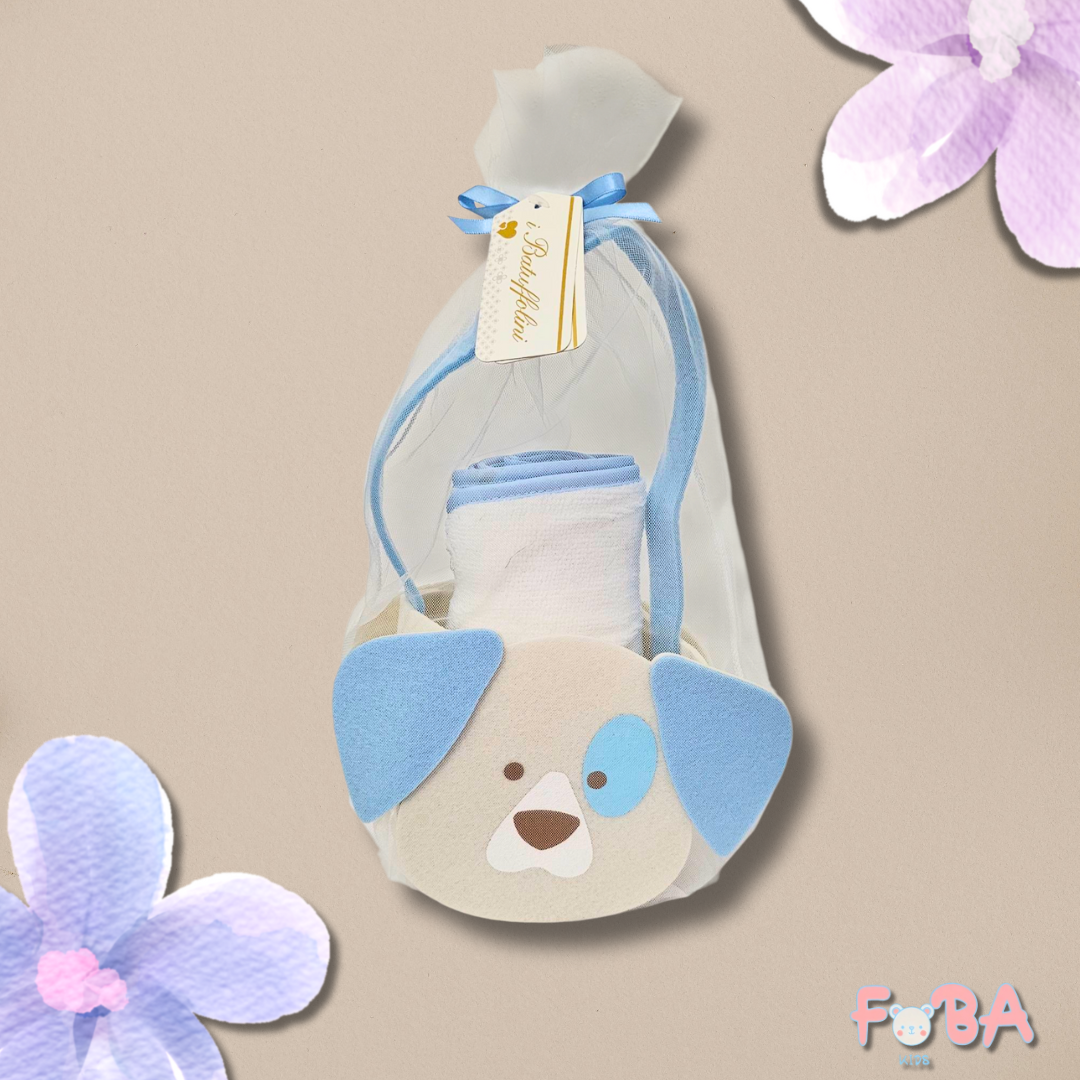 SET REGALO NEONATO CON ACCAPPATOIO TRIANGOLO AZZURRO