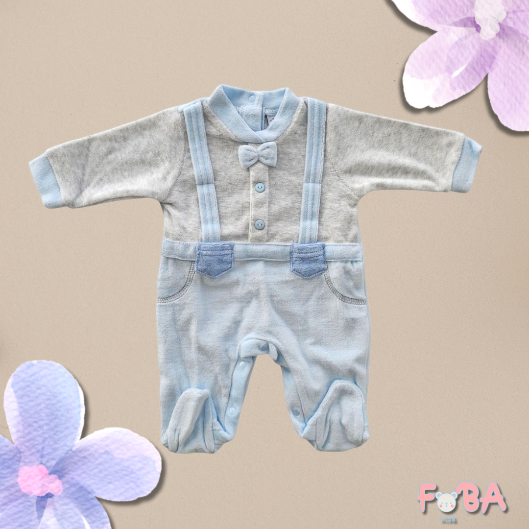 TUTINA IN CINIGLIA “BATUFFOLINI” COLOR GRIGIO/CIELO – TAGLIA 1-3 MESI