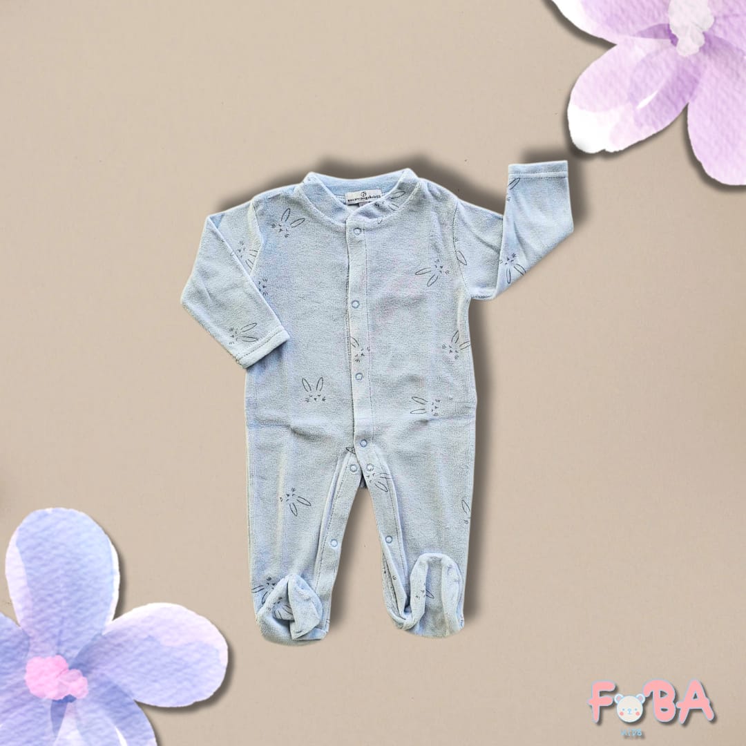 COMPLETO NEONATO AZZURRO 4 PEZZI – TUTINA, BODY, CUFFIETTA E MUFFOLINE 1-3 MESI - immagine 2