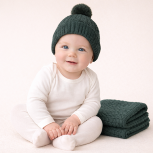 SET NEONATO/A I BATUFFOLINI CON COPERTINA E CAPPELLINO CON PON PON