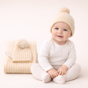 SET NEONATO/A I BATUFFOLINI CON COPERTINA E CAPPELLINO CON PON PON