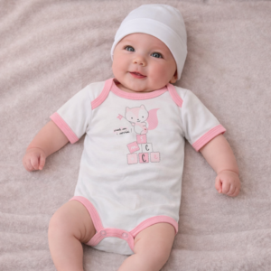 BODY NEONATO IN CALDO COTONE MANICA CORTA ROSA 3-12 MESI