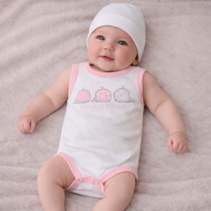 BODY SMANICATO NEONATA IN COTONE 100% 6 / 9 / 12 MESI