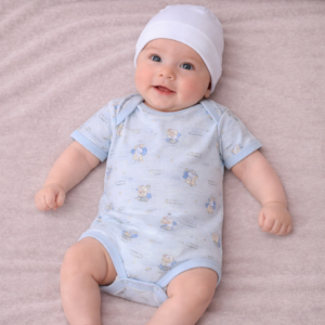 BODY NEONATO IN CALDO COTONE MANICA CORTA AZZURRO 3-12 MESI