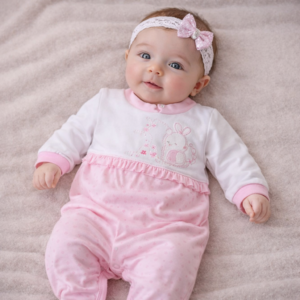 TUTINA NEONATA IN COTONE CON RICAMO ORSETTO