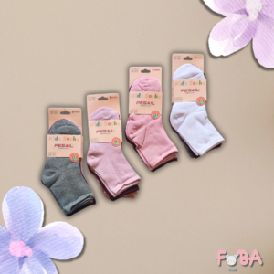 TRIS CALZINI BAMBINA IN COTONE ED ELASTAN – TINTA UNITA - N° 28/32