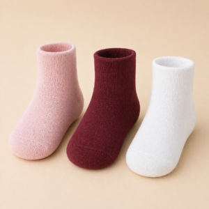 TRIS CALZINI BAMBINA IN COTONE ED ELASTAN – TINTA UNITA