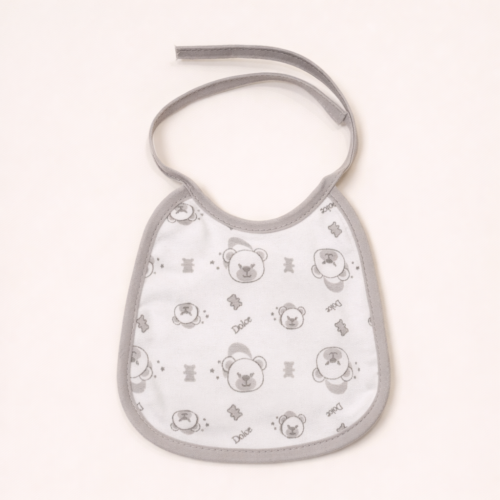 BAVETTA NEUTRA IN COTONE CON LACCETTI – 16x15 CM