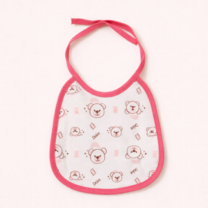 BAVETTA ROSA IN COTONE CON LACCETTI – 16x15 CM