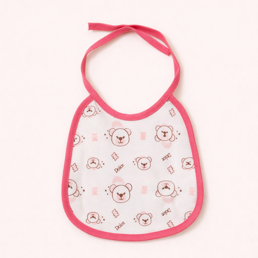BAVETTA ROSA IN COTONE CON LACCETTI – 16x15 CM