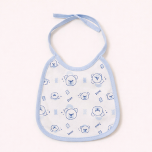 BAVETTA AZZURRA IN COTONE CON LACCETTI – 16x15 CM