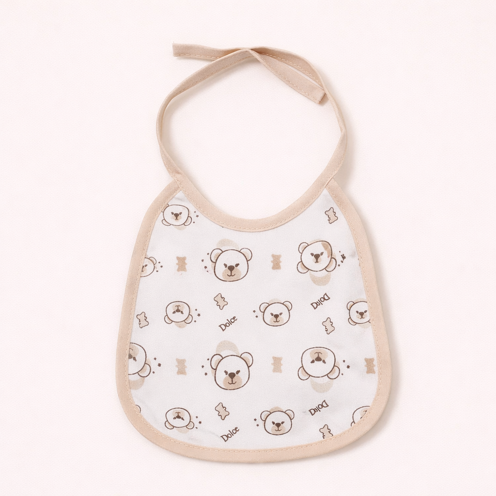 BAVETTA NEUTRA IN COTONE CON LACCETTI – 16x15 CM