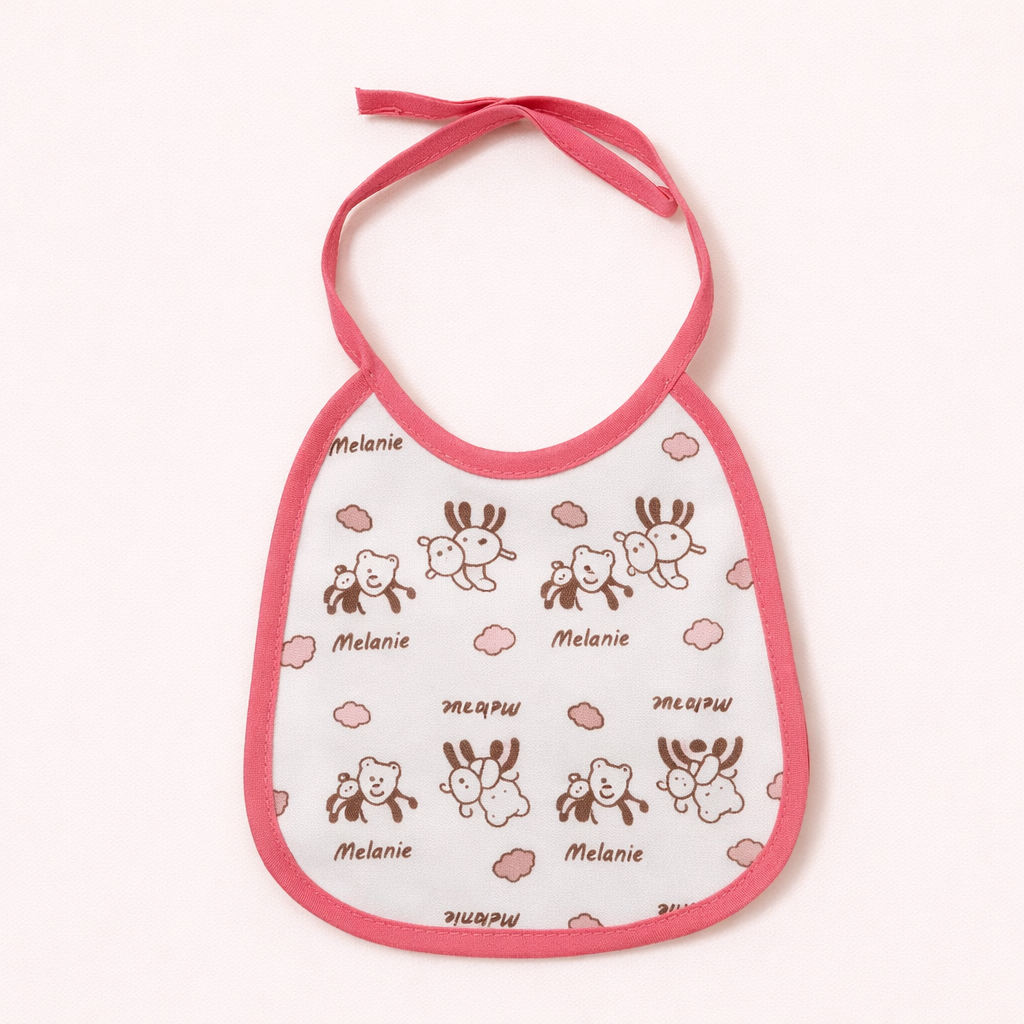 BAVETTA ROSA IN COTONE CON LACCETTI – 16x15 CM