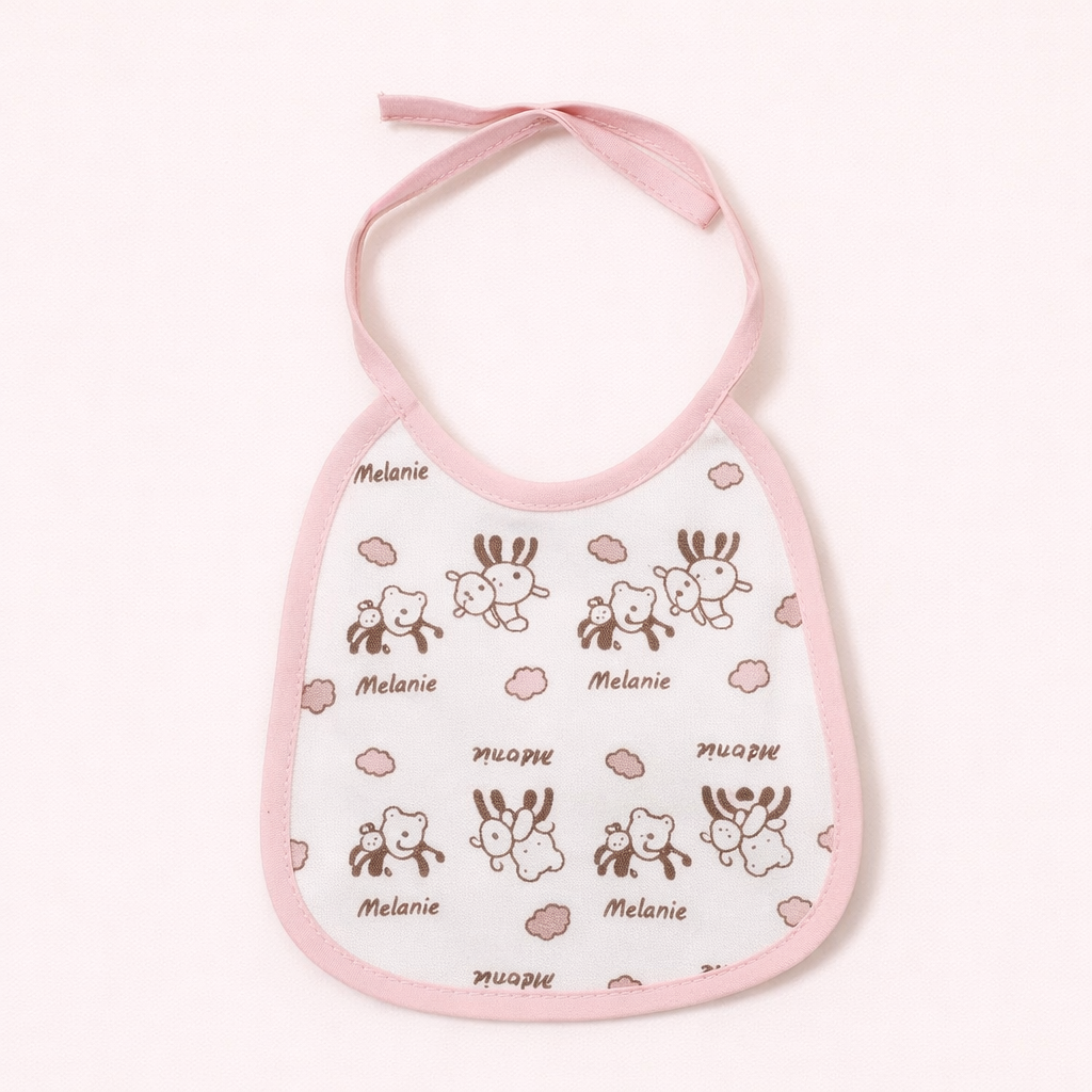 BAVETTA ROSA IN COTONE CON LACCETTI – 16x15 CM - immagine 2