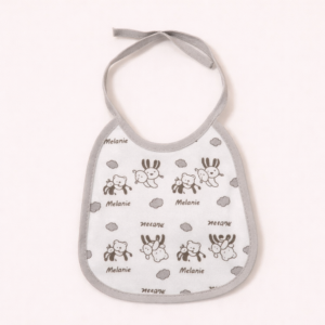 BAVETTA GRIGIO IN COTONE CON LACCETTI – 16x15 CM