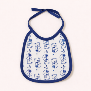 BAVETTA AZZURRO IN COTONE CON LACCETTI – 16x15 CM