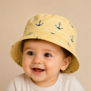 CAPPELLO BUCKET GIALLO CON STAMPA ANCORA