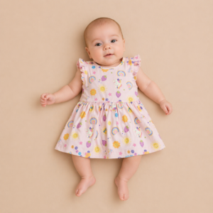 VESTITINO NEONATA ROSA CON STAMPA FANTASIA – 3-6 MESI