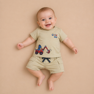 COMPLETO NEONATO T-SHIRT DINOSAURO E SHORTS – STILE CASUAL ESTIVO