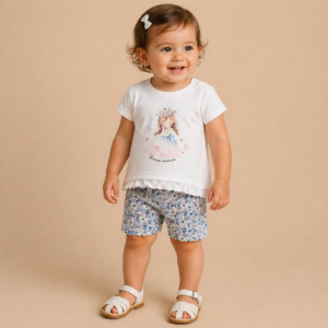 COMPLETO BIMBA T-SHIRT + CICLISTI FLOREALI