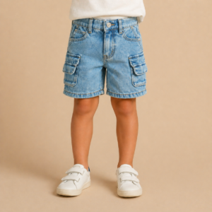 SHORTS JEANS BAMBINO CARGO – 100% COTONE