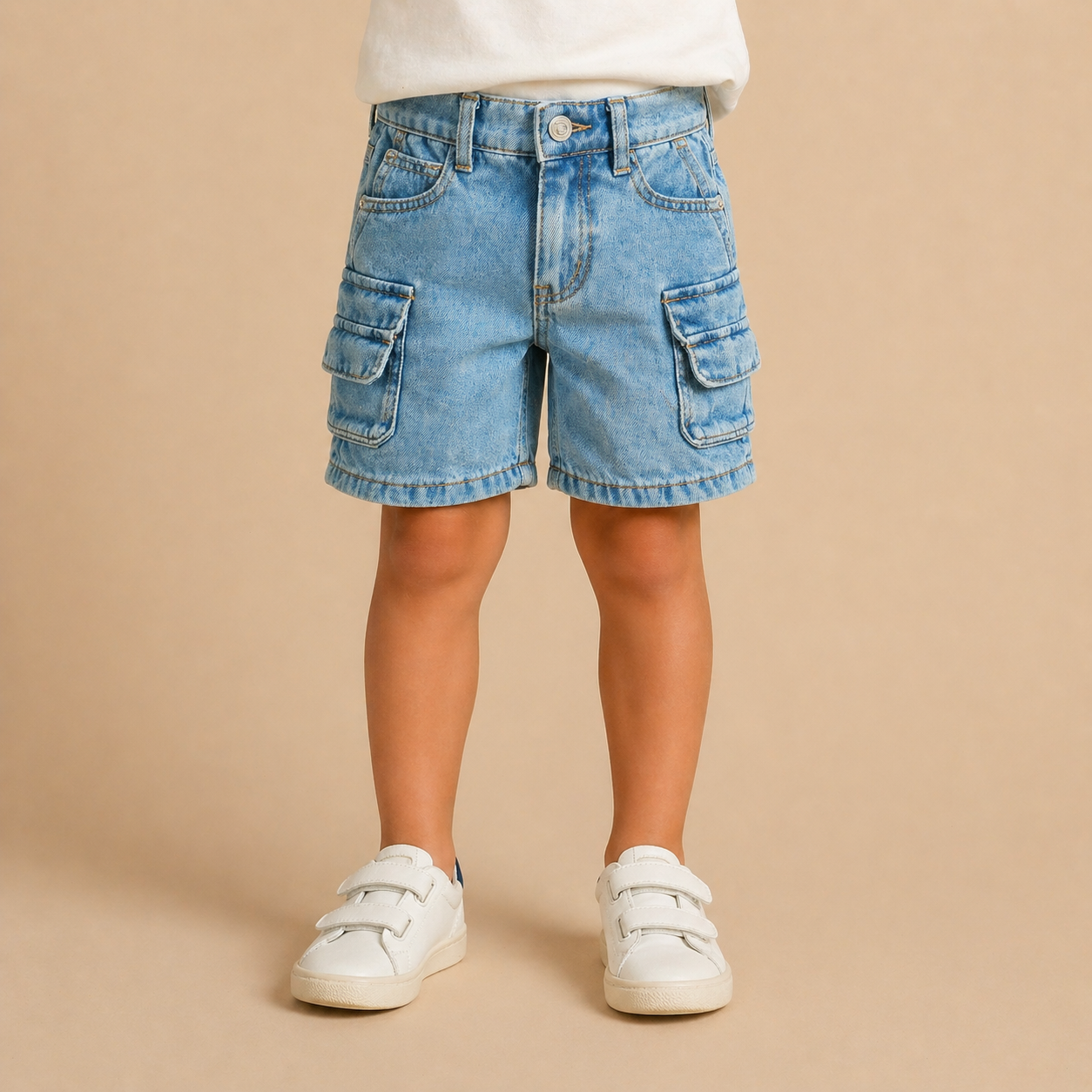 SHORTS JEANS BAMBINO CARGO – 100% COTONE