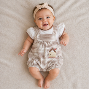 COMPLETINO NEONATA SALOPETTE + T-SHIRT (3–6 MESI)